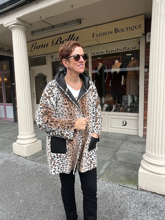 Reversible Leopard Print Black Jacket