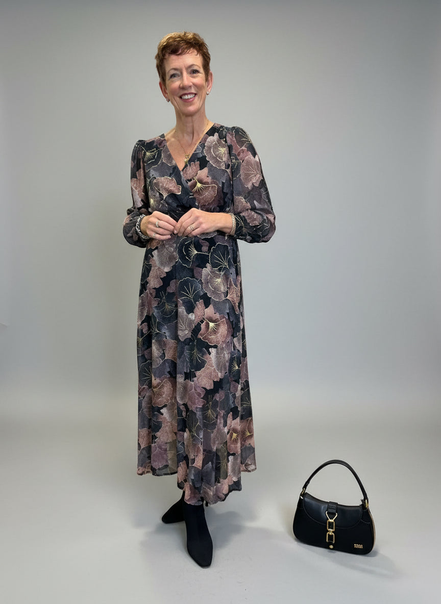 Grey Black Flowy Dress