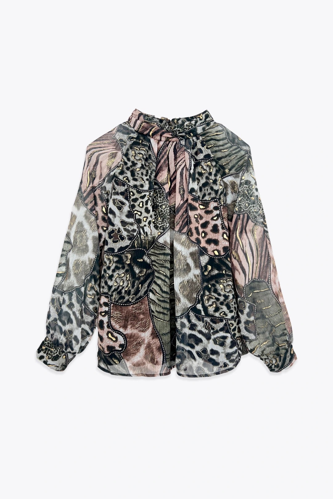 Green Animal Print Blouse