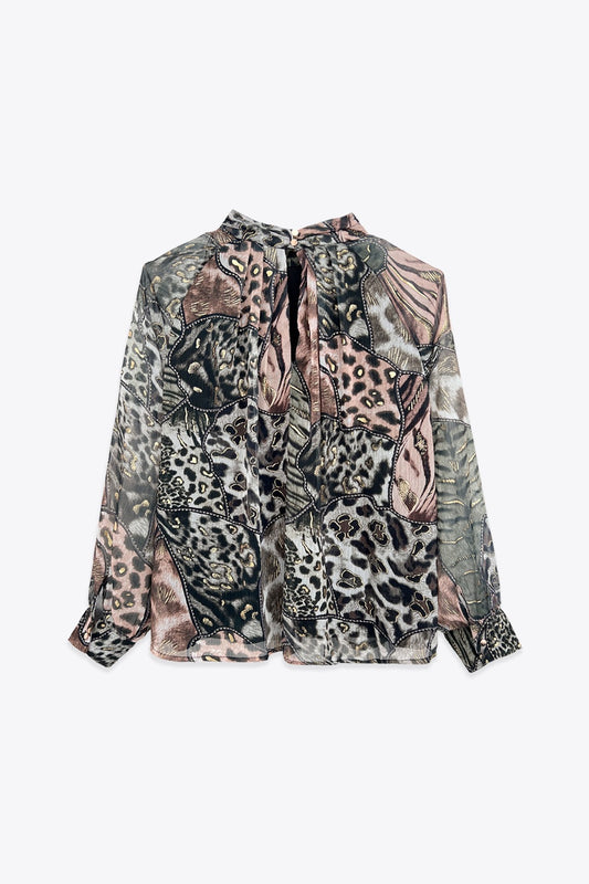Green Animal Print Blouse