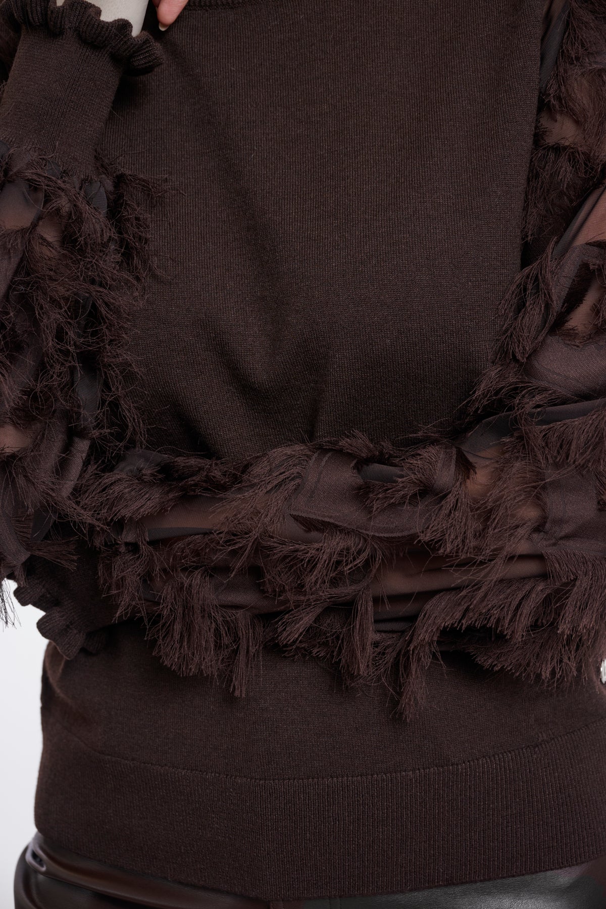 Mocha Feathered Sleeve Knit