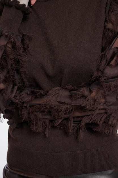 Mocha Feathered Sleeve Knit