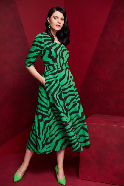 Green Zebra Print Dress