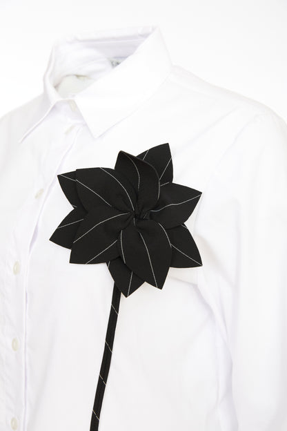 White Shirt with Flower Trim