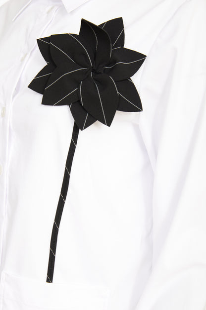 White Shirt with Flower Trim