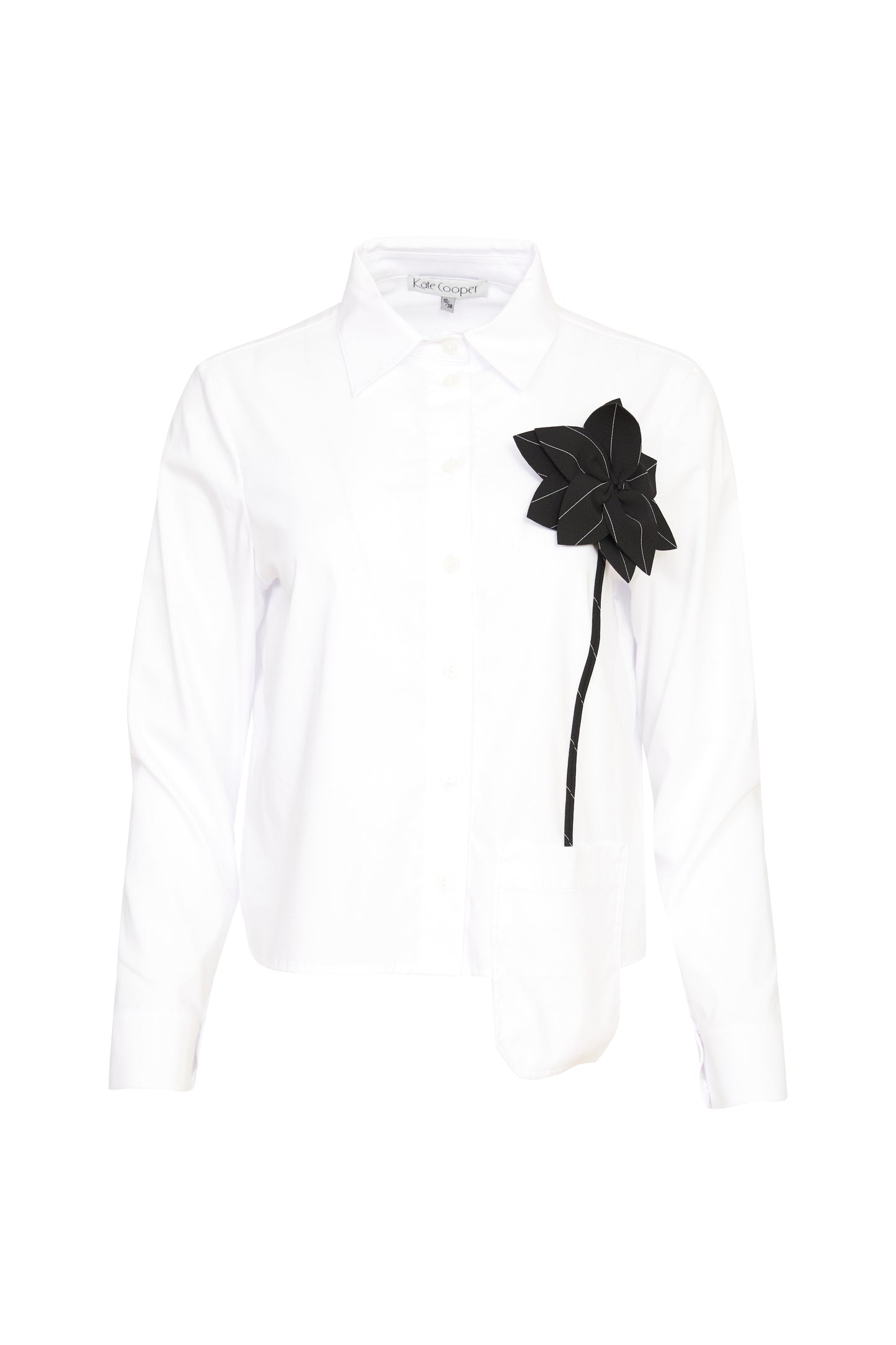 White Shirt with Flower Trim