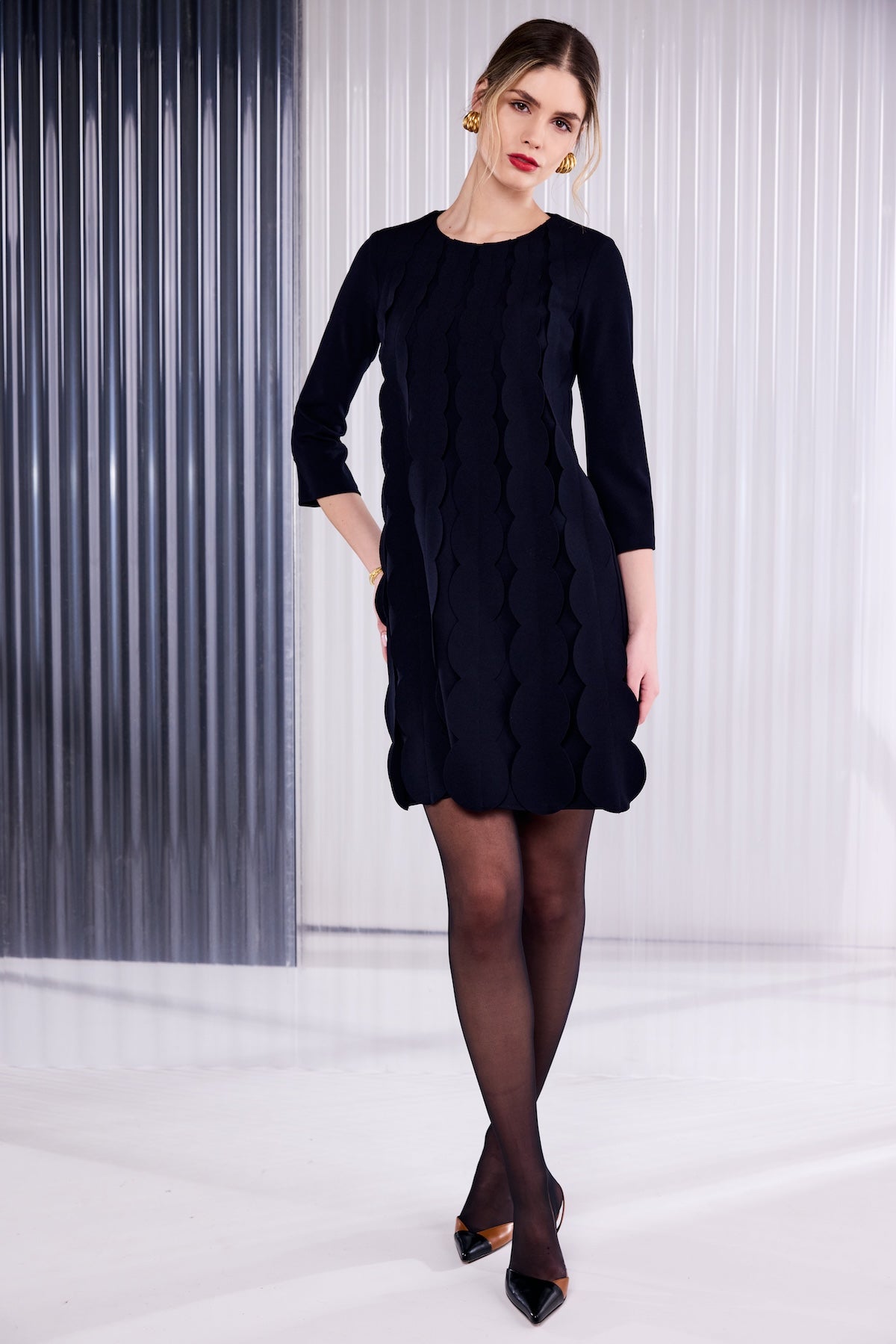 Kate Cooper Black Scallop Frill Dress
