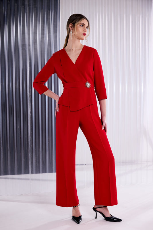 Kate Cooper Red Wide Leg Jumpsuit