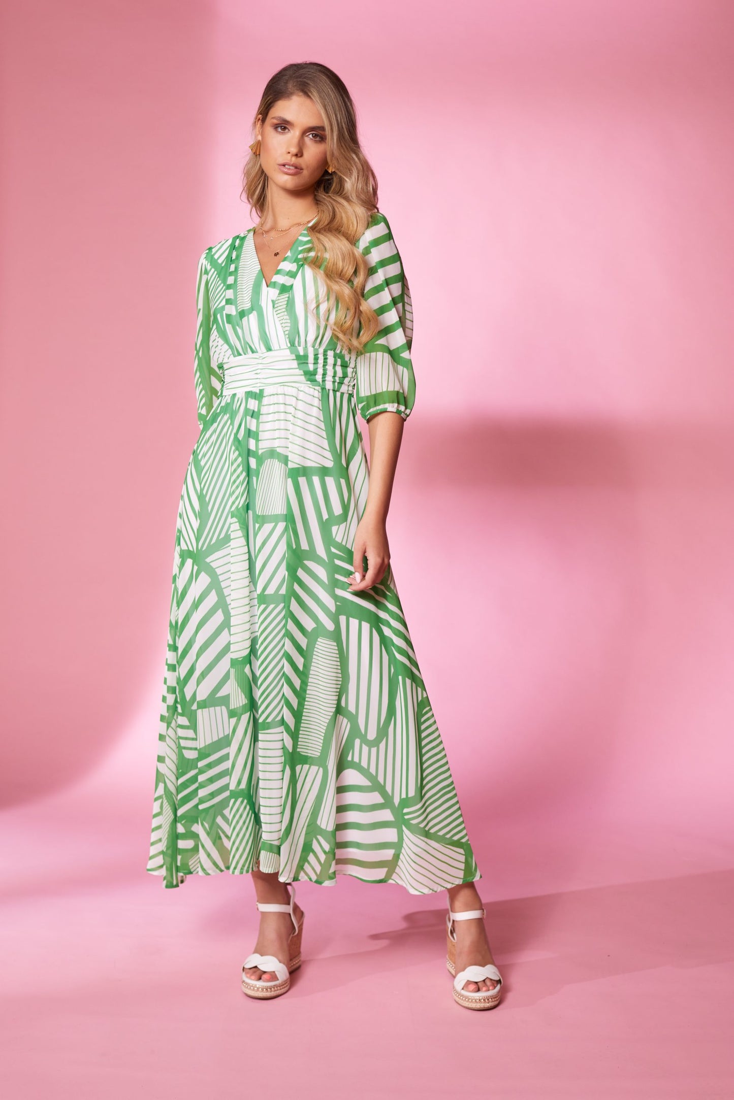 Maxi Green Print Dress