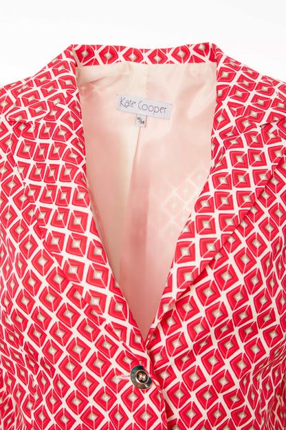 Poppy Red Geometric Print Jacket