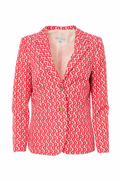 Poppy Red Geometric Print Jacket