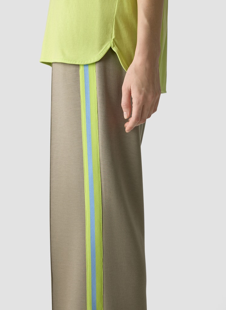 LeComte Casual Agave Green Trousers with Side Stripe