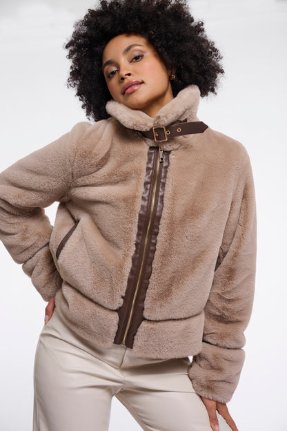 Oat Faux Fur Jacket