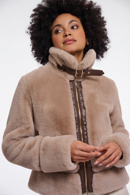 Oat Faux Fur Jacket