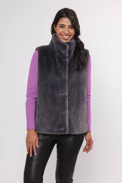 Graphite Grey Faux Fur Gilet