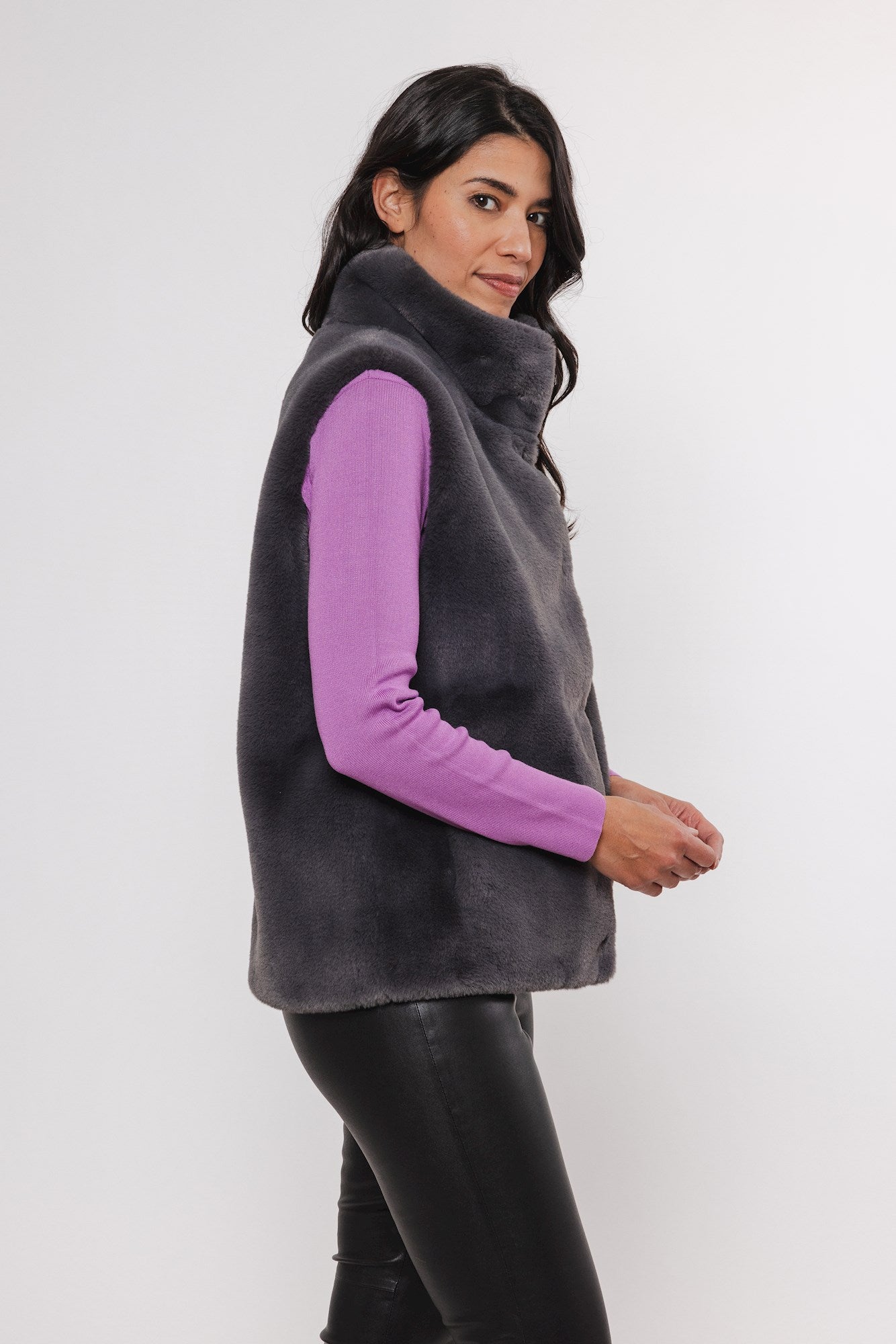 Graphite Grey Faux Fur Gilet