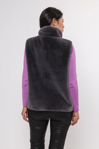 Graphite Grey Faux Fur Gilet