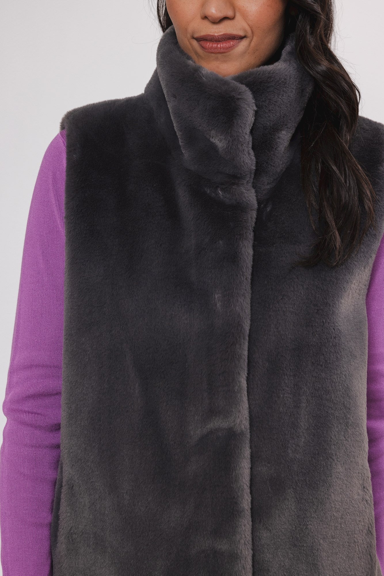 Graphite Grey Faux Fur Gilet