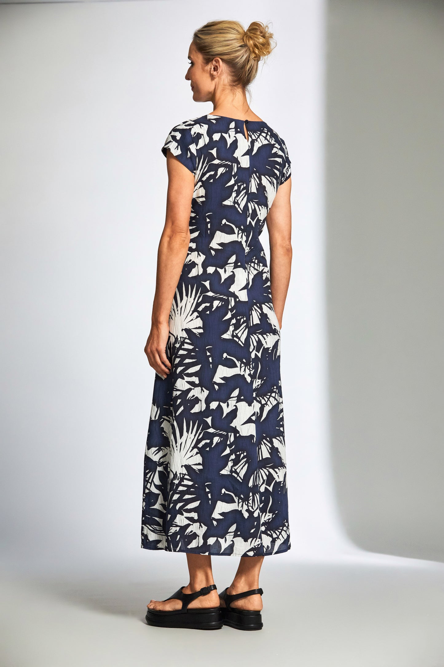 Peruzzi Navy Long Print Dress