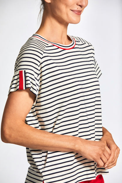 Peruzzi Stripe Round Neck Top