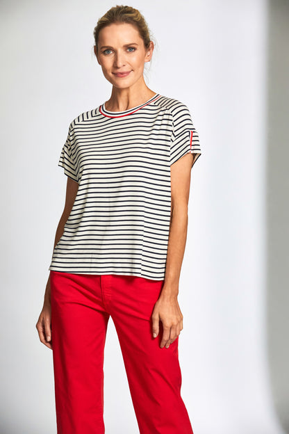 Peruzzi Stripe Round Neck Top