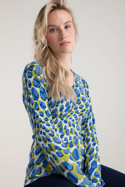 Marble Cobalt Blue Print Top