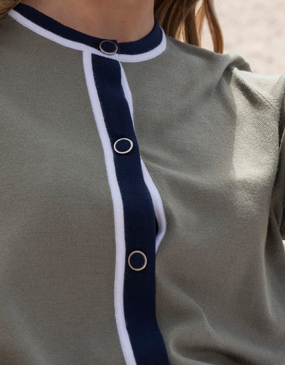 Marble Khaki Button Down Cardigan