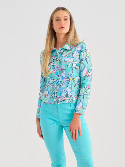 Dolcezza Abstract Floral Denim Jacket