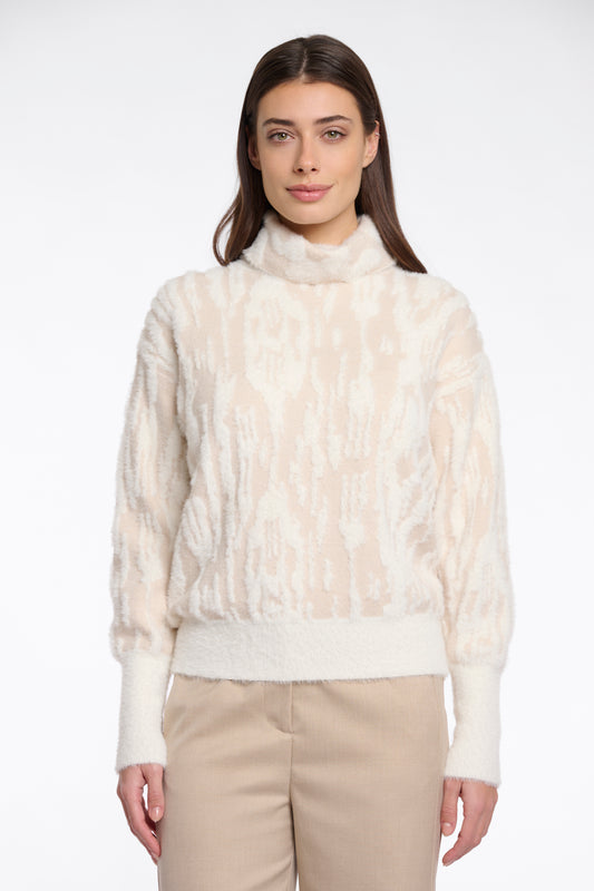 Birch Snow Zebra Print Boxy Turtleneck