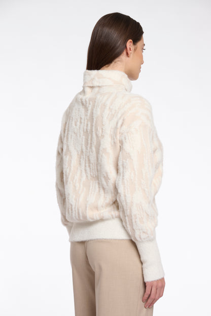 Birch Snow Zebra Print Boxy Turtleneck
