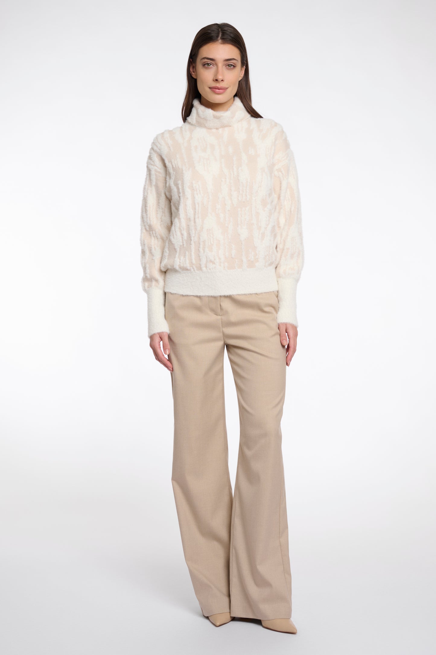 Birch Snow Zebra Print Boxy Turtleneck