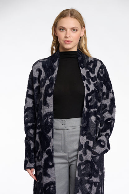 Black Leopard Print Long Coatigan