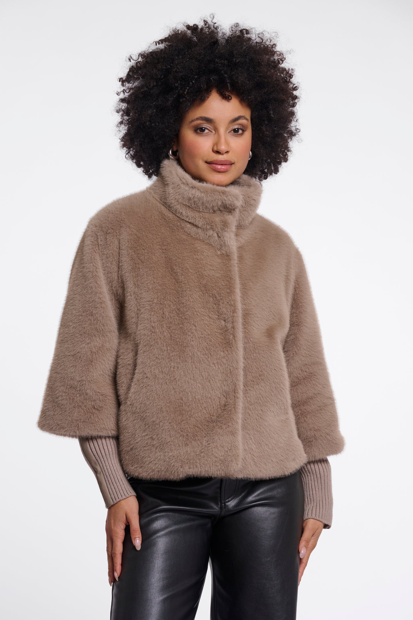 Mocha Jacket with Ribbed Cuffs