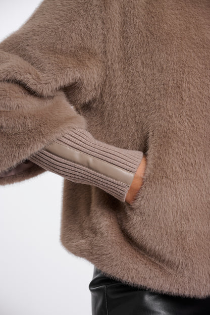 Mocha Jacket with Ribbed Cuffs