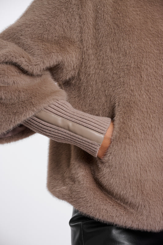 Mocha Jacket with Ribbed Cuffs