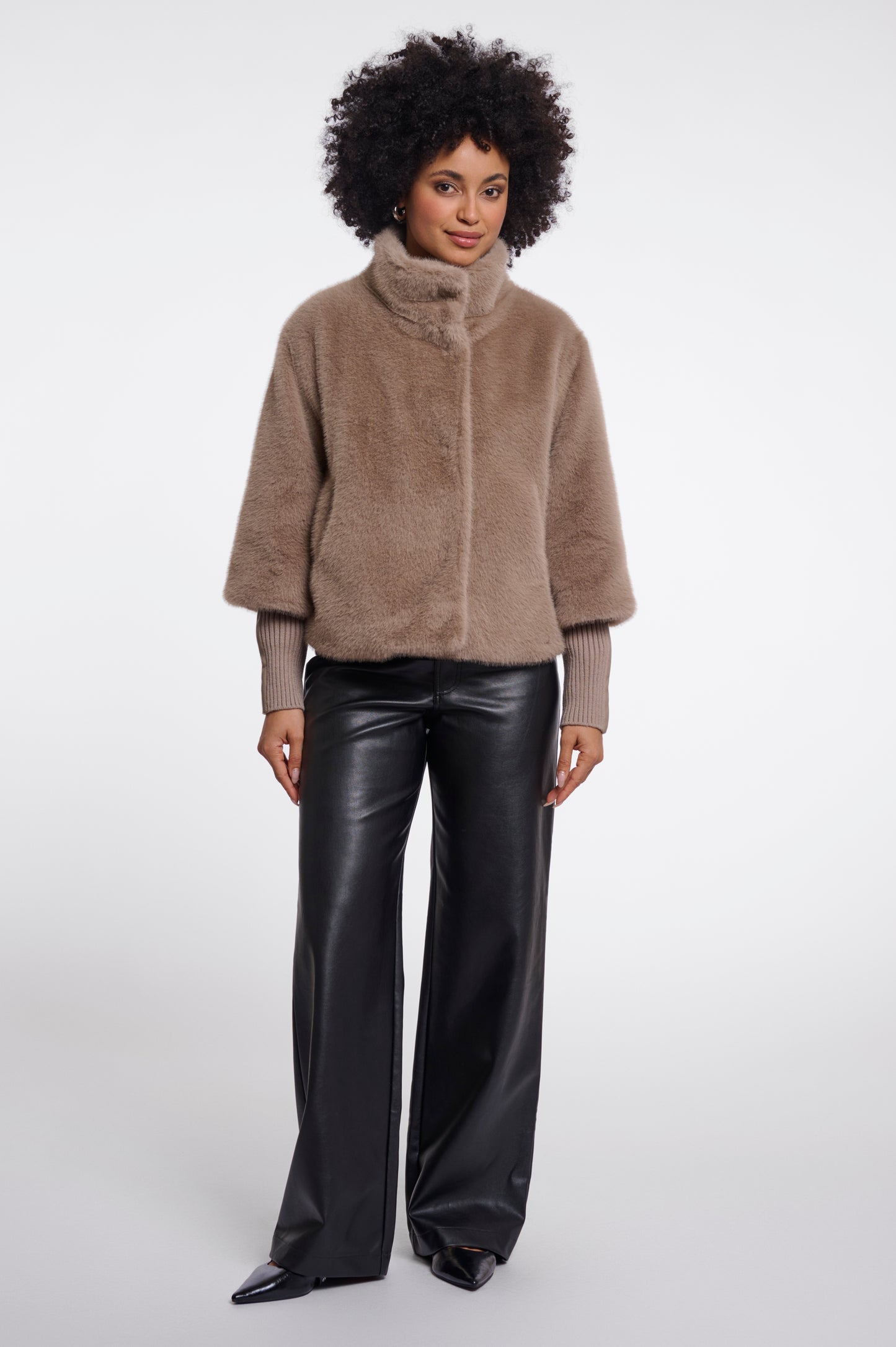 Mocha Jacket with Ribbed Cuffs