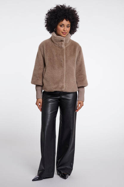 Mocha Jacket with Ribbed Cuffs