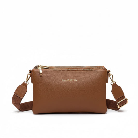 Tan Pebbled Leather Crossbody Bag
