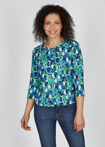 Rabe Turquoise Abstract Top