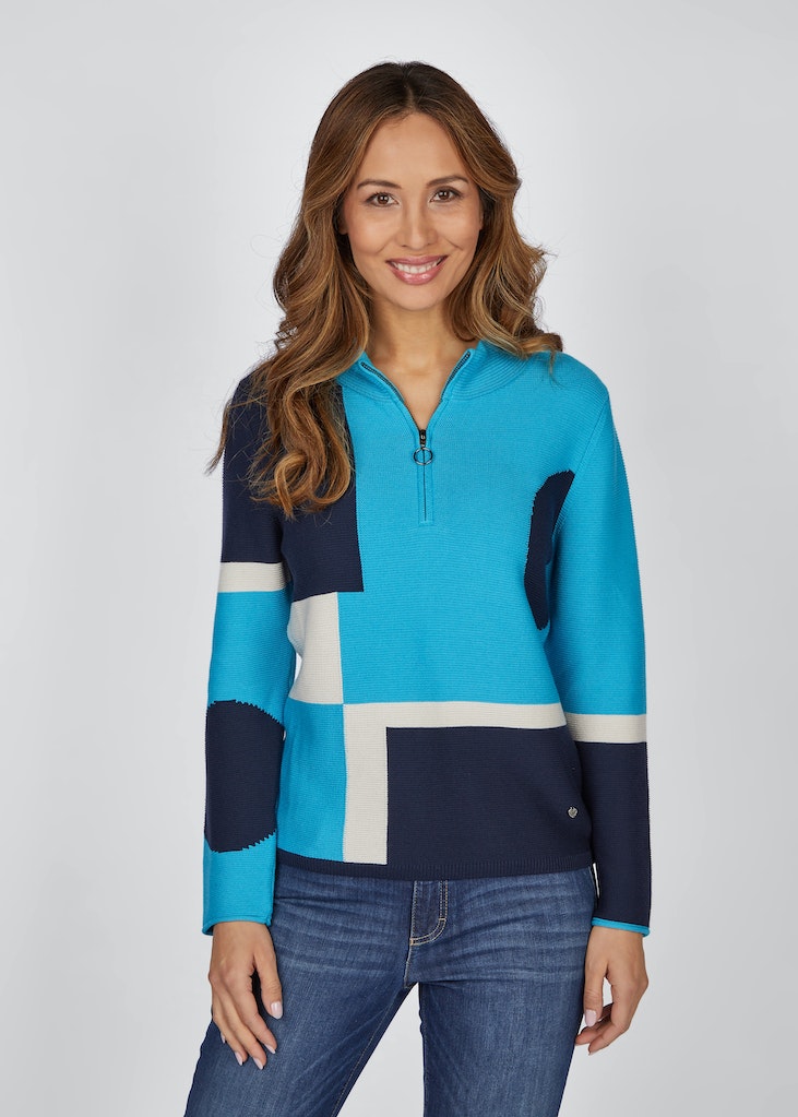 Rabe Turquoise Zip Neck Pullover