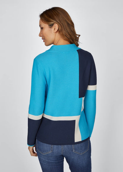 Rabe Turquoise Zip Neck Pullover
