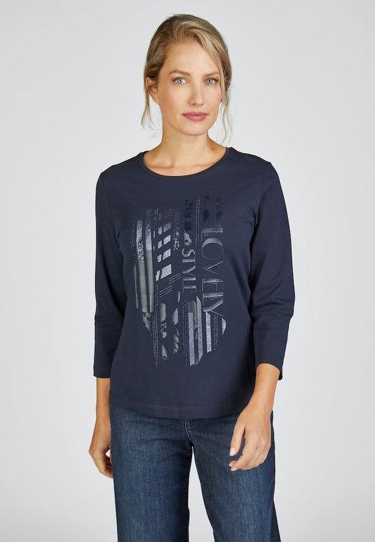 Rabe Navy Graphic Print Top
