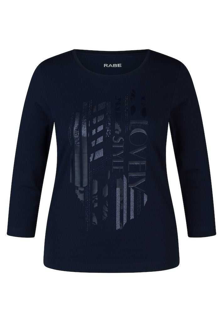 Rabe Navy Graphic Print Top