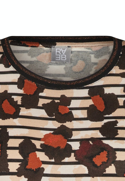 Rabe Leopard & Striped Print Top