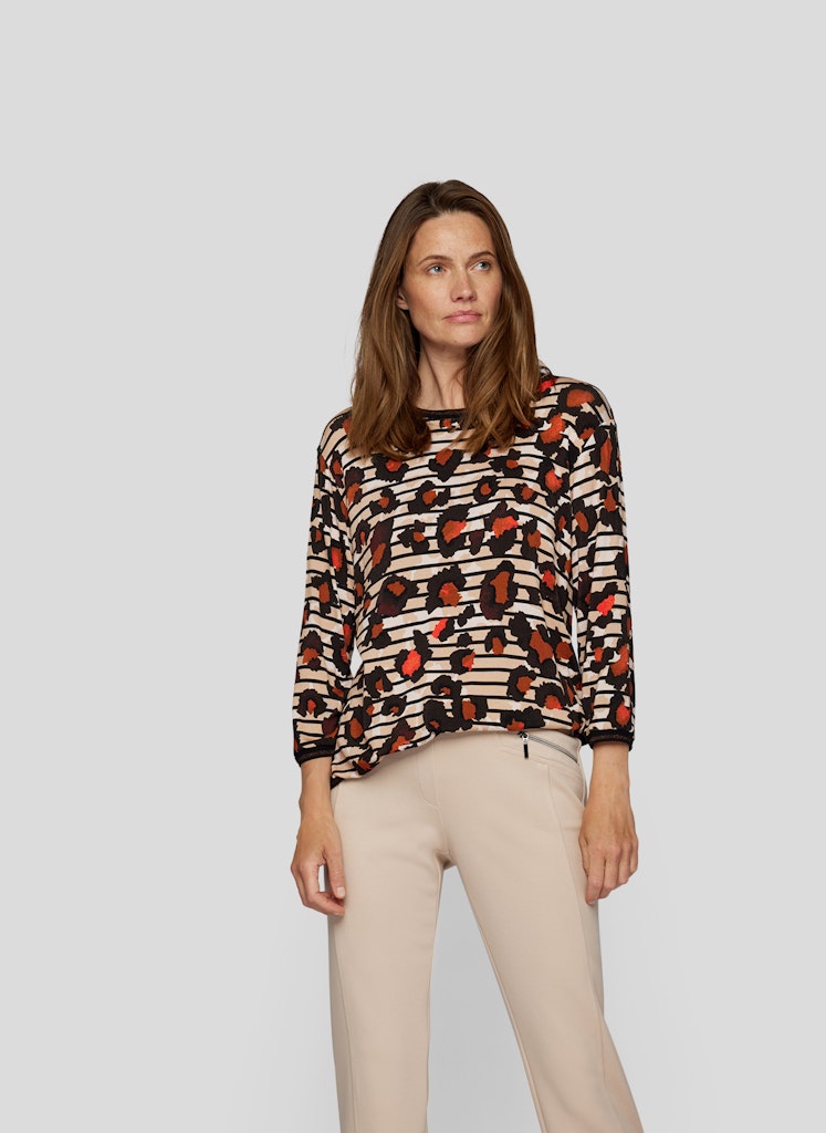 Rabe Leopard & Striped Print Top