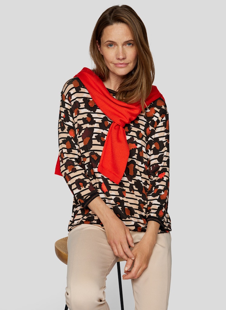 Rabe Leopard & Striped Print Top