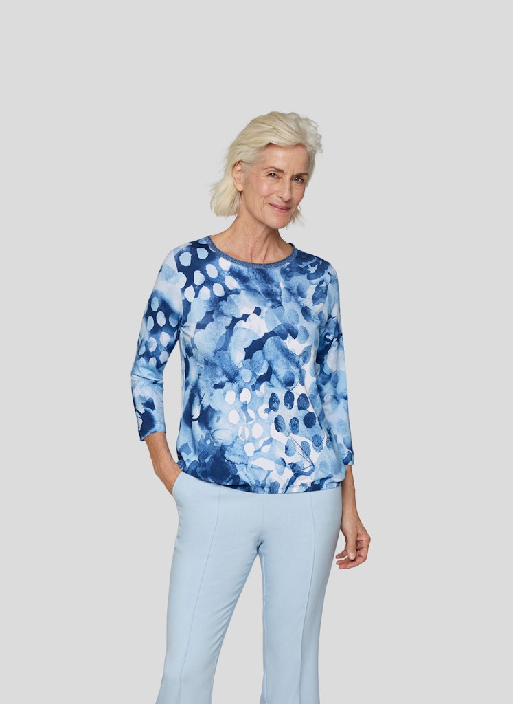 Rabe Navy Blue Abstract Print Top