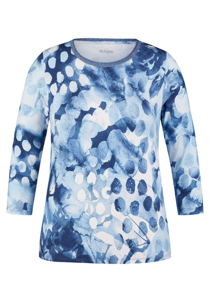 Rabe Navy Blue Abstract Print Top