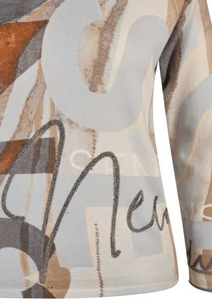 Rabe Silver Print Raglan Sleeve Top