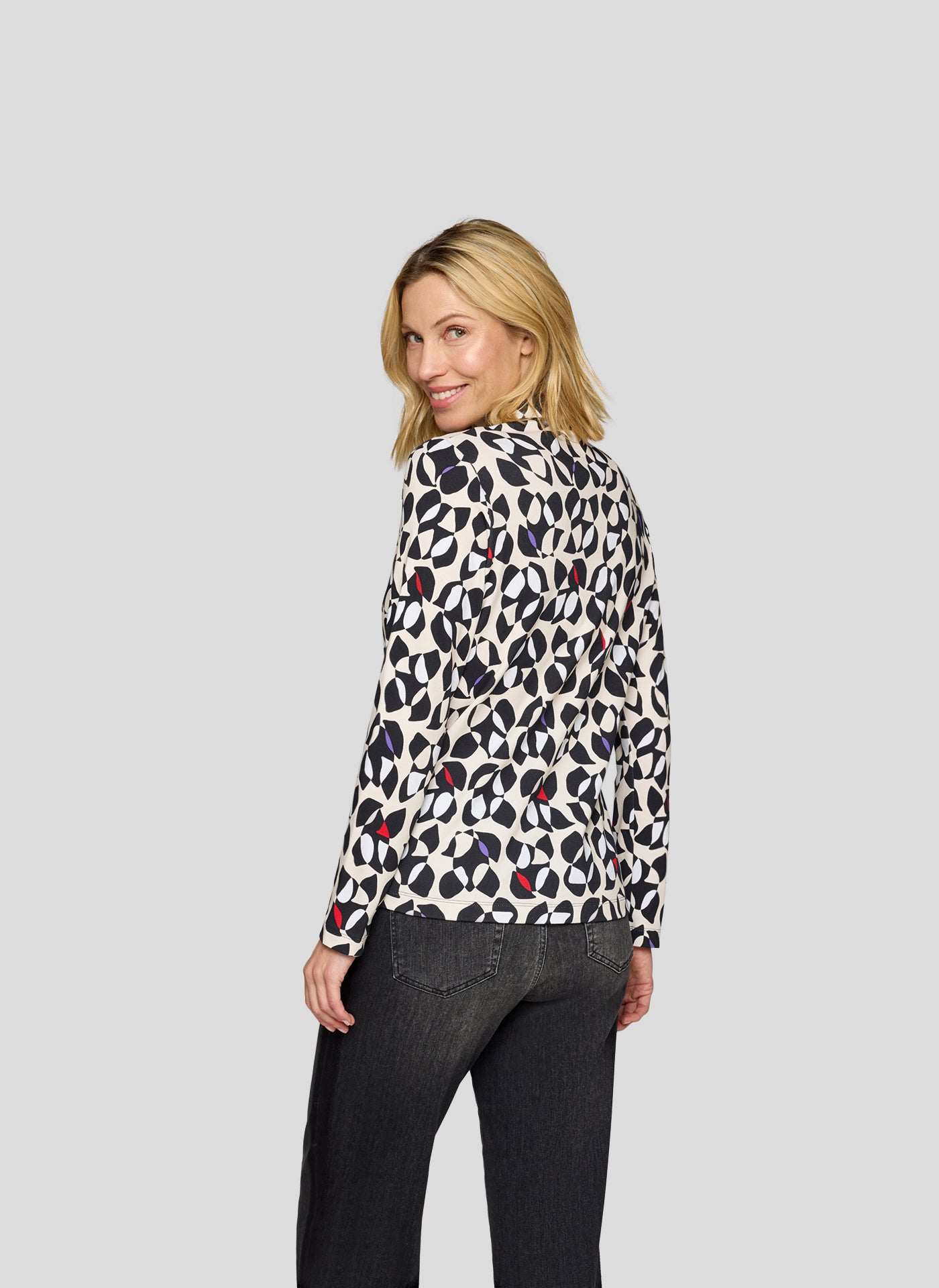 Rabe Black Abstract Print Top